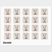 Panda Kerstsneeuwwinterdieren Pandas Square Vierkante Sticker (Vel)