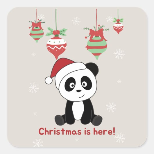Panda Kerstsneeuwwinterdieren Pandas Square Vierkante Sticker (Voorkant)