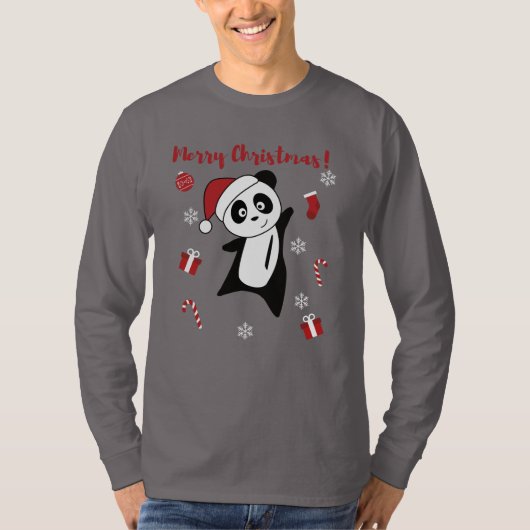 Panda Kerstsneeuwwinterdieren Pandas T-Shirt (Voorkant)