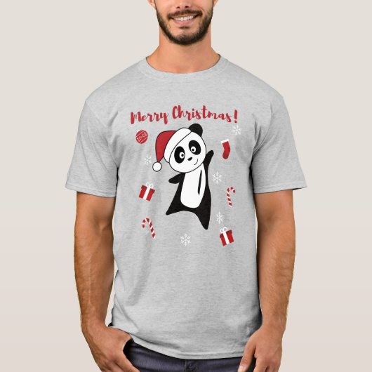 Panda Kerstsneeuwwinterdieren Pandas T-Shirt (Voorkant)
