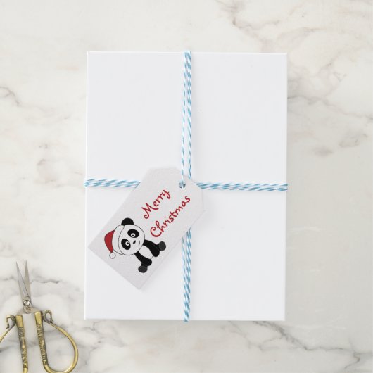 Panda Kerstsneeuwwinterdieren Pandas Trucker Cadeaulabel (Met Touw)