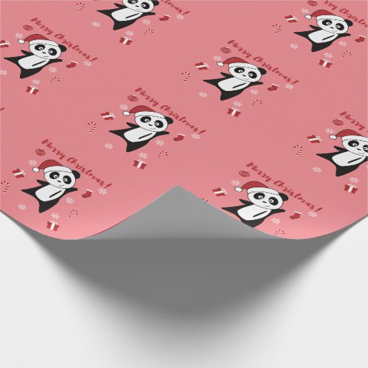 Panda Kerstsneeuwwinterdieren Pandas Wrappin Cadeaupapier (Hoek)