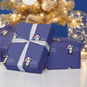 Panda Kerstsneeuwwinterdieren Pandas Wrappin Cadeaupapier