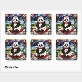 Panda Kerststicker Vierkante Sticker (Vel)