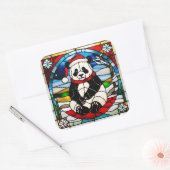 Panda Kerststicker Vierkante Sticker (Envelop)