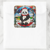 Panda Kerststicker Vierkante Sticker (Tas)