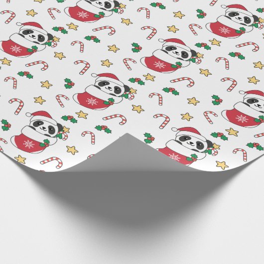 Panda Kerstwinter Cadeaupapier (Hoek)