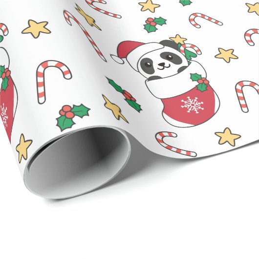 Panda Kerstwinter Cadeaupapier (Rol Hoek)