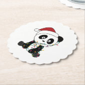 Panda Kerstwinter Kartonnen Onderzetters (Gekanteld)