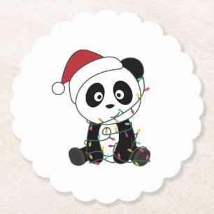 Panda Kerstwinter Kartonnen Onderzetters
