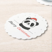 Panda Kerstwinter Kartonnen Onderzetters (Gekanteld)