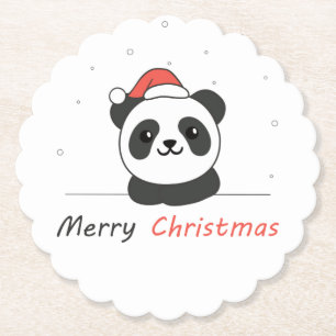 Panda Kerstwinter Kartonnen Onderzetters