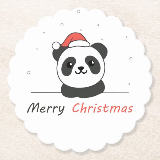 Panda Kerstwinter Kartonnen Onderzetters (Voorkant)