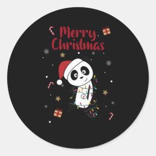 Panda Kerstwinter Ronde Sticker
