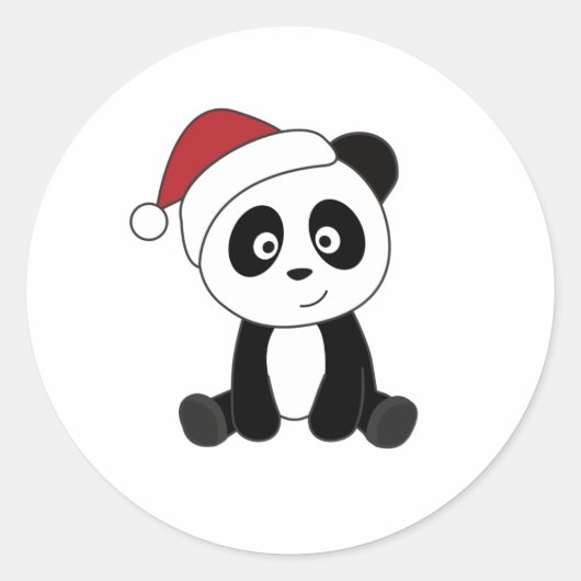 Panda Kerstwinter Ronde Sticker (Voorkant)