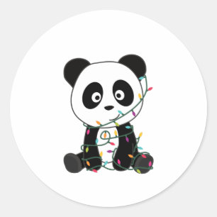 Panda Kerstwinter Ronde Sticker