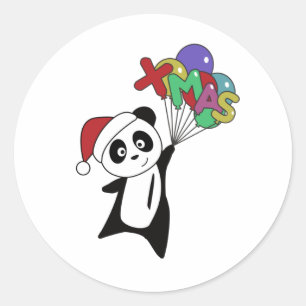 Panda Kerstwinter Ronde Sticker
