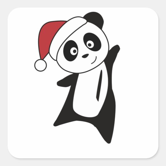 Panda Kerstwinter Vierkante Sticker (Voorkant)