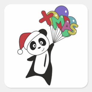 Panda Kerstwinter Vierkante Sticker