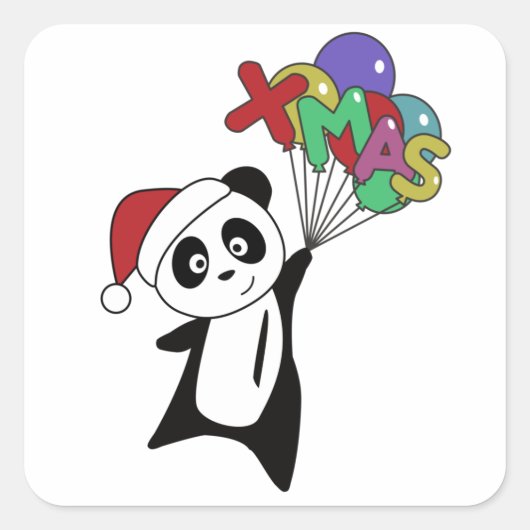 Panda Kerstwinter Vierkante Sticker (Voorkant)