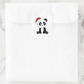 Panda Kerstwinter Vierkante Sticker (Tas)