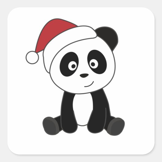 Panda Kerstwinter Vierkante Sticker (Voorkant)