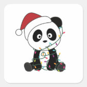 Panda Kerstwinter Vierkante Sticker (Voorkant)