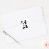 Panda Kerstwinter Vierkante Sticker (Envelop)