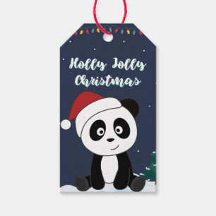 Panda kerstwinter winterdieren Pandas Gift Ta Cadeaulabel
