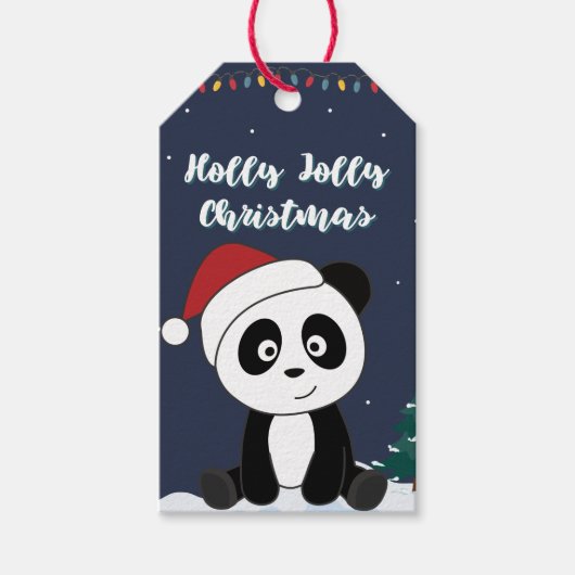 Panda kerstwinter winterdieren Pandas Gift Ta Cadeaulabel (Voorkant)