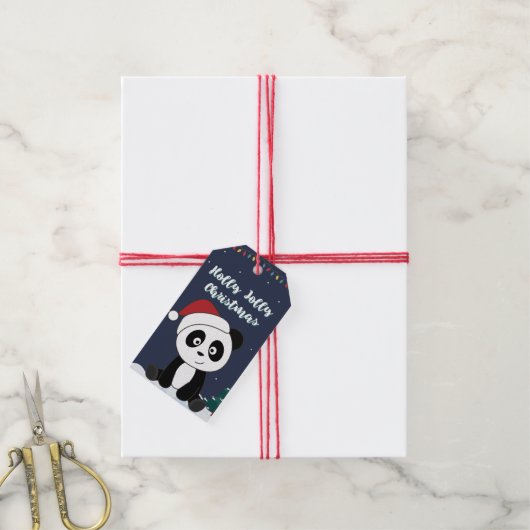 Panda kerstwinter winterdieren Pandas Gift Ta Cadeaulabel (Met Touw)