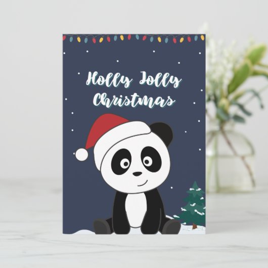 Panda Kerstwinter winterdieren Pandas Holiday Feestdagenkaart (Staand voorkant)