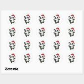Panda Kerstwinterdieren Pandas Classic Roun Ronde Sticker (Vel)