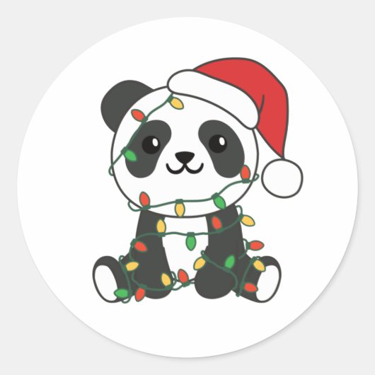 Panda Kerstwinterdieren Pandas Classic Roun Ronde Sticker (Voorkant)