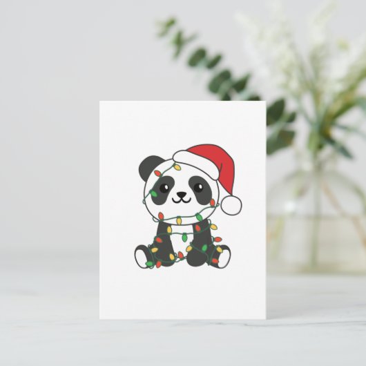 Panda Kerstwinterdieren Pandas Feestdagenkaart (Staand voorkant)