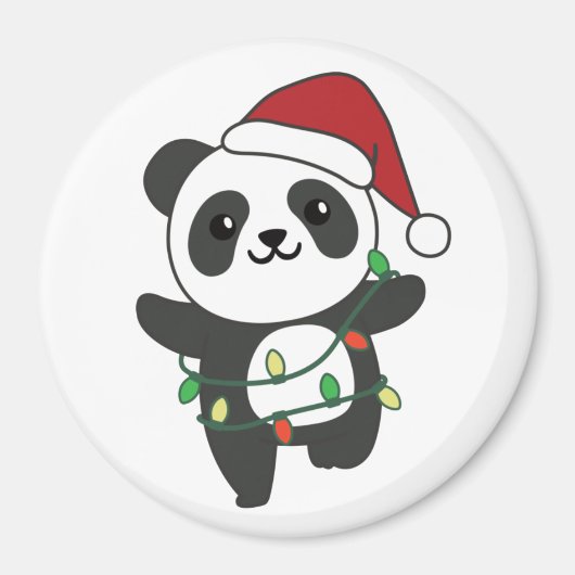 Panda Kerstwinterdieren Pandas Magnet (Voorkant)