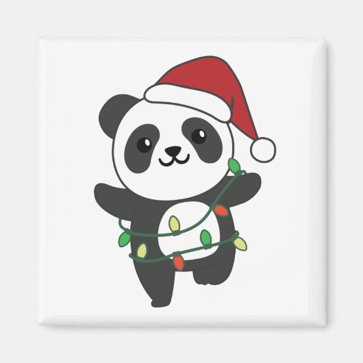 Panda Kerstwinterdieren Pandas Magnet (Voorkant)