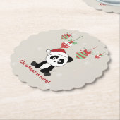 Panda Kerstwinterdieren Pandas Papa Kartonnen Onderzetters (Gekanteld)