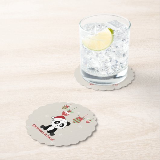 Panda Kerstwinterdieren Pandas Papa Kartonnen Onderzetters (Insitu)