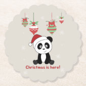 Panda Kerstwinterdieren Pandas Papa Kartonnen Onderzetters (Voorkant)