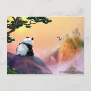 Panda kijkt uit briefkaart