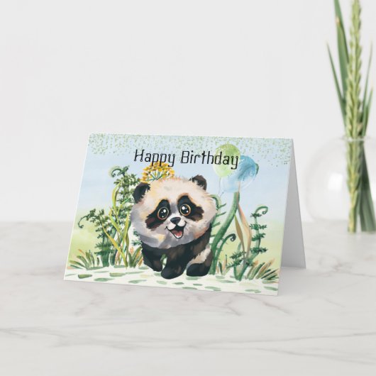 Panda Kind Happy Birthday Kaart (Voorkant)
