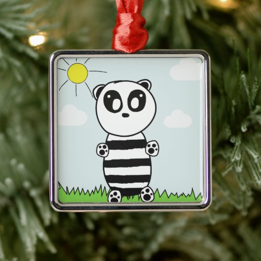 Panda Kinderen Metalen Ornament (Boom)