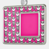 Panda Kinderen Verzilverd Omlijst Ornament (Links)