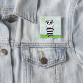 Panda Kinderen Vierkante Button 5,1 Cm (In situ)