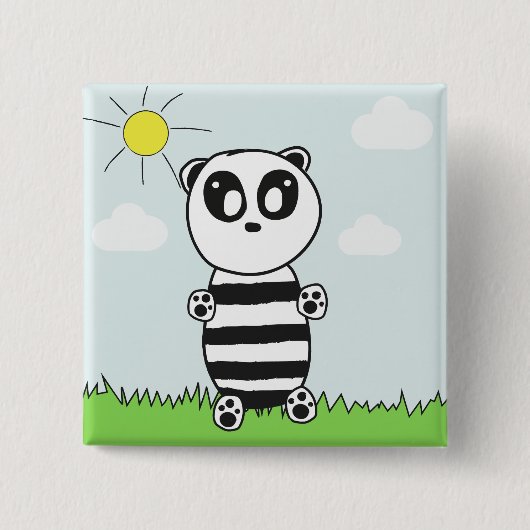 Panda Kinderen Vierkante Button 5,1 Cm (Voorkant)