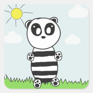 Panda Kinderen Vierkante Sticker