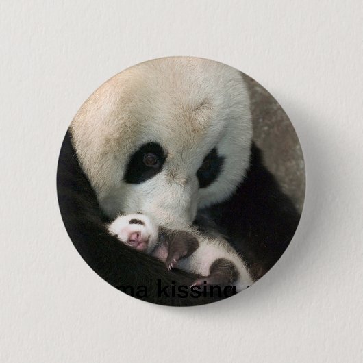 Panda kissing cub ronde button 5,7 cm (Voorkant)