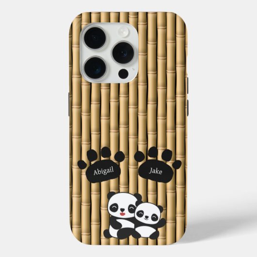 Panda Klauwen met Naam op Bamboe Case-Mate iPhone Case (Achterkant)