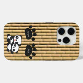 Panda Klauwen met Naam op Bamboe Case-Mate iPhone Case (Achterkant (horizontaal))